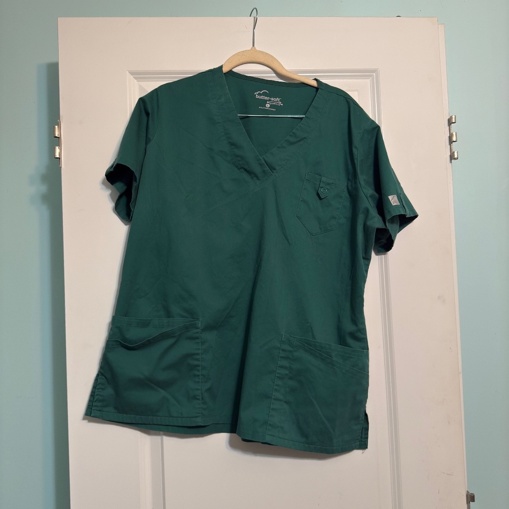 Hunter green scrub top
